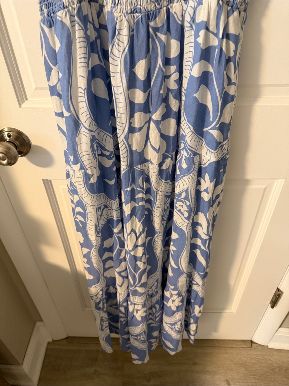 NWT Marine Layer Selene Smocked Maxi Dress Blue Tile Floral Coastal Cottagecore - Picture 8 of 10